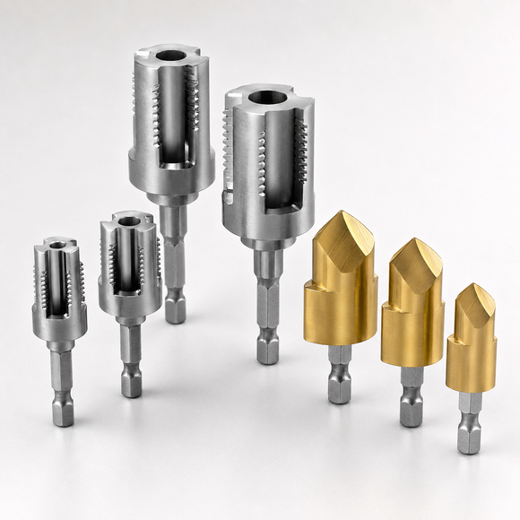 Pachet PROMO: Set 4 Instrumente Filetare PPR + Set 3 Freze/Carote pentru Dopuri PPR