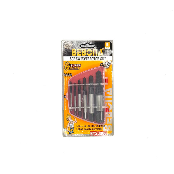 Set extractoare șuruburi rupte BEBONA 6 piese – oțel dur
