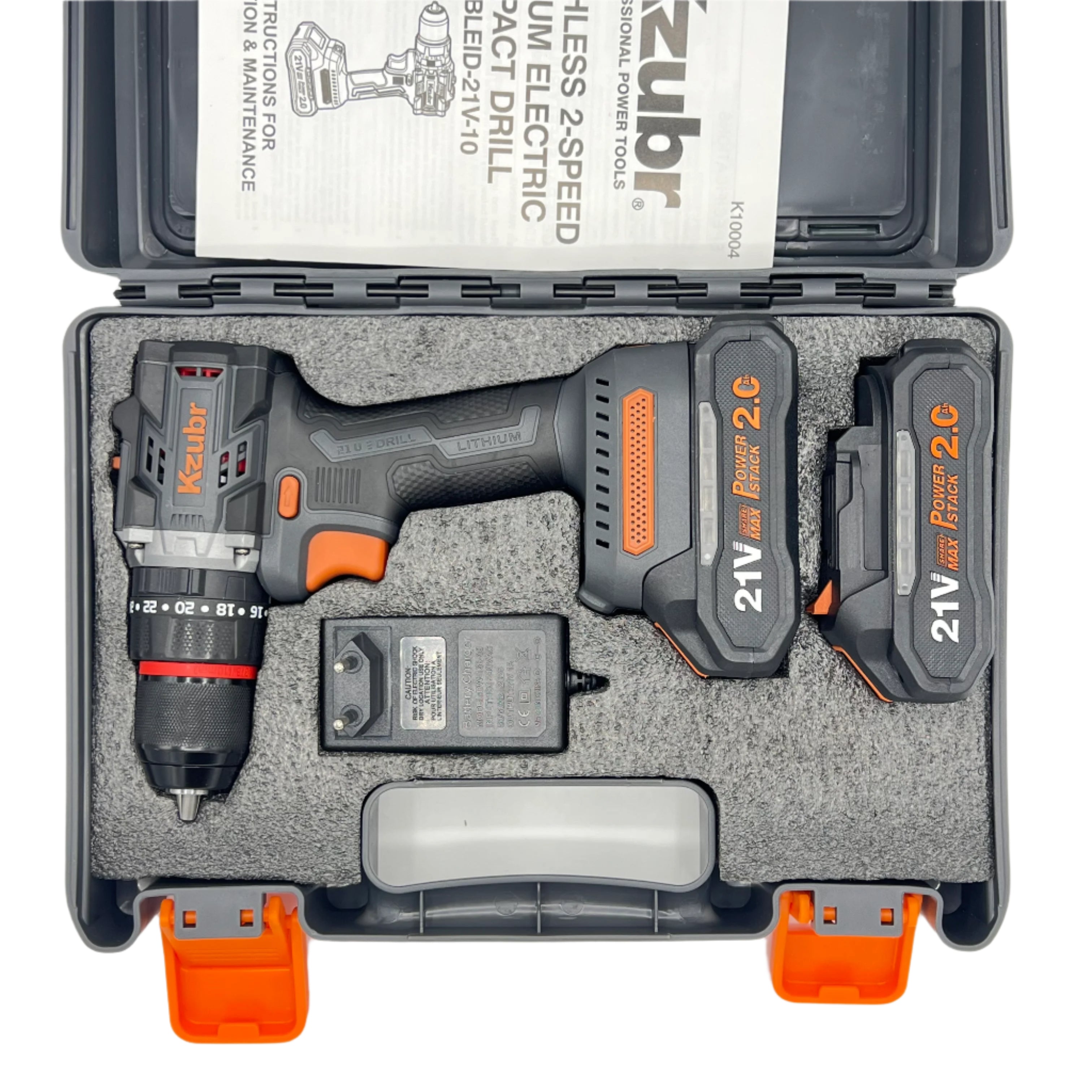 Masina de insurubat si de gaurit cu percutie fără perii (brushless) KZUBR - 2 Viteze, 21V, 2x Acumulatori Li-Ion, 60nm (bormasina)