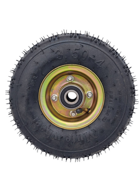 Roata Pneumatica 3.50-4 cu Janta Metalica Aurie si Rulmenti