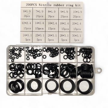 Set 200 Garnituri O-Ring din Cauciuc Nitrilic (NBR), 15 Dimensiuni