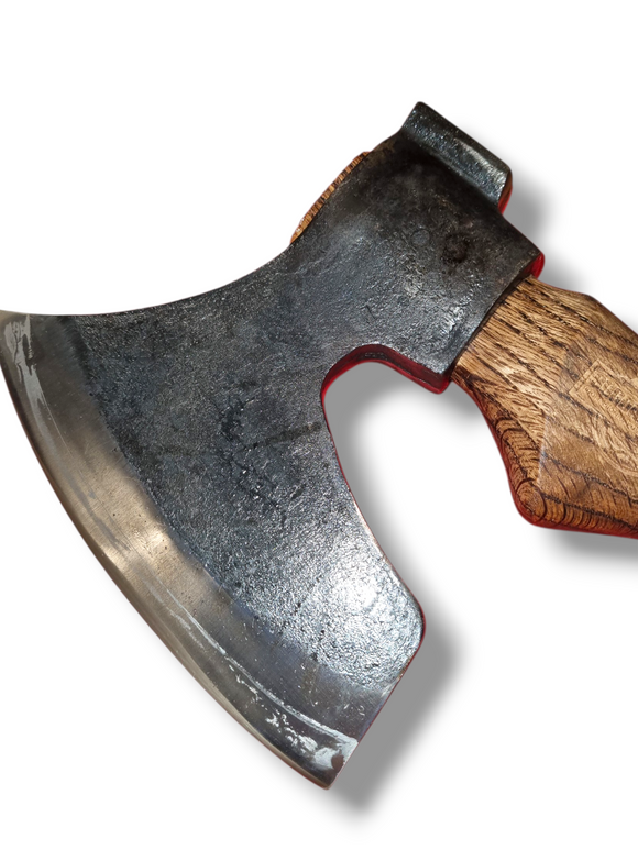 Topor Forjat Premium Bearded Axe cu Mâner din Lemn, Piatră de Ascuțit și Șnur