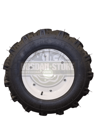 Roata Agricola Pneumatica 5.00-12 cu Janta Alba si Profil de Tractiune - PRODUS MEDIU