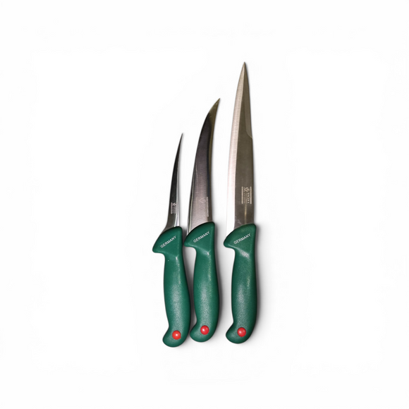Set 3 Cuțite Măcelărie RINGEN K, din Inox, cu Mâner Verde