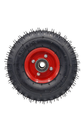 Roata Pneumatica 3.50-4 cu Janta Rosie si Rulmenti