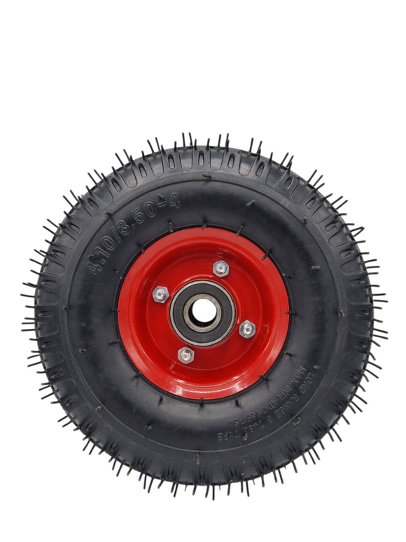 Roata Pneumatica 3.50-4 cu Janta Rosie si Rulmenti