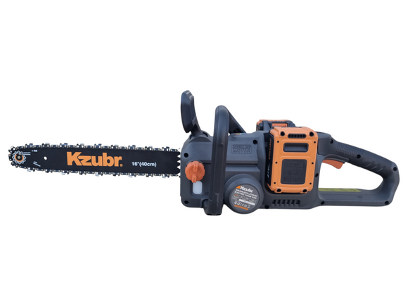 Fierastrau electric (drujba) cu lant pe 2 acumulatori KZUBR 42V Brushless, lama 40 cm, capacitate marita, 2 incarcatoare, ungere lant automata