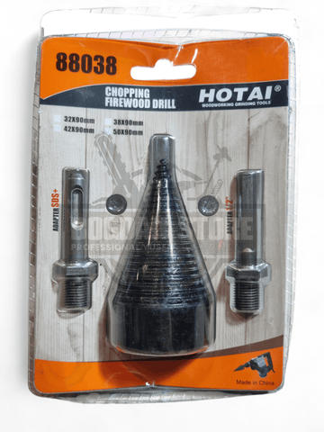 Con despicator lemn pentru bormasina cu 2 adaptoare - 0