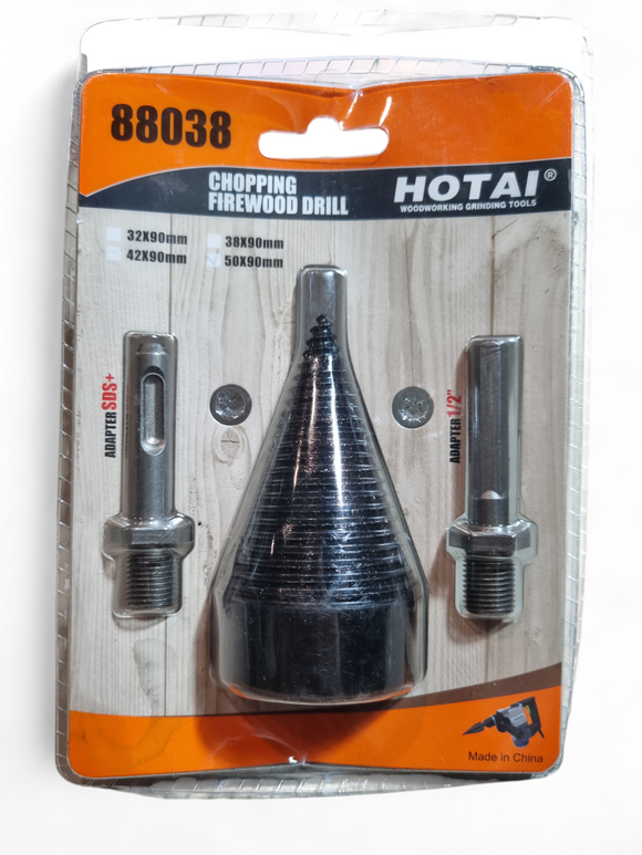 Con despicator lemn pentru bormasina cu 2 adaptoare