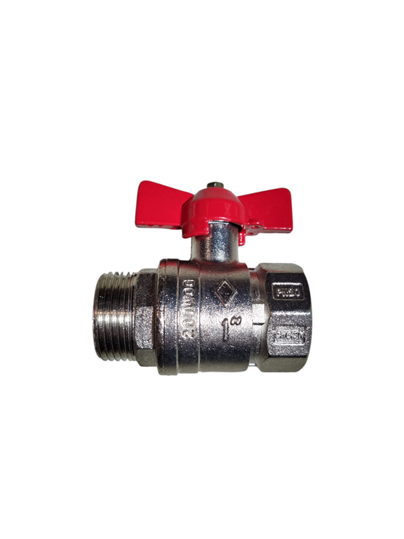 Robinet Sferic (cu Bila) de 1 inch cu Fluture Roșu Nr 1