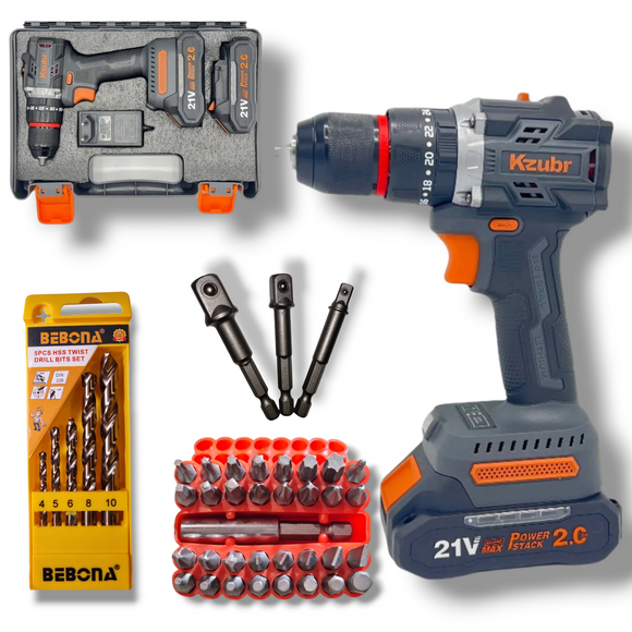 Pachet PROMO: Masina de insurubat (Bormasina) KZUBR, Set 33 Biti, Set 5 burghie pentru metal, set 3 adaptori tubulara