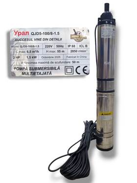 Pompa submersibila multietajata de mare adancime YPAN , 6.5mc/h, 1500w, distanta pompare 150m, 8 turbine