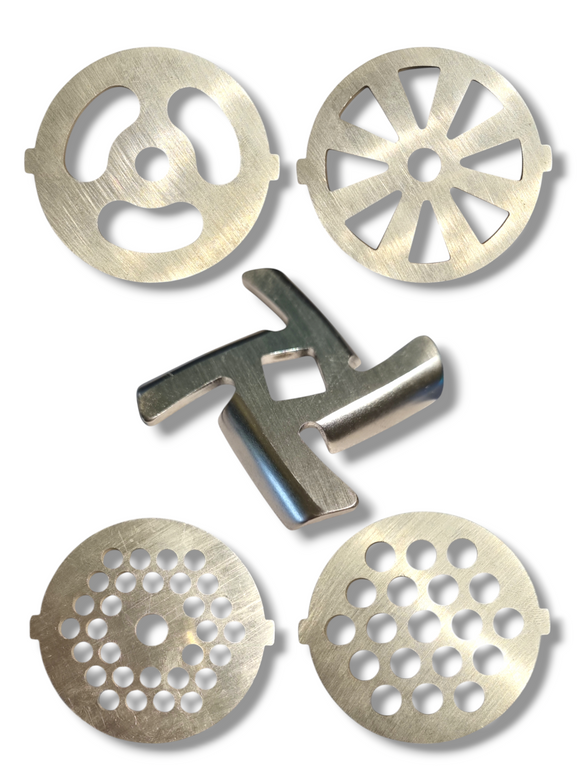 Pachet promo: 4 Site + Cutit Masina de Tocat Electrica NR 5 – Inox, Granulatii Diverse