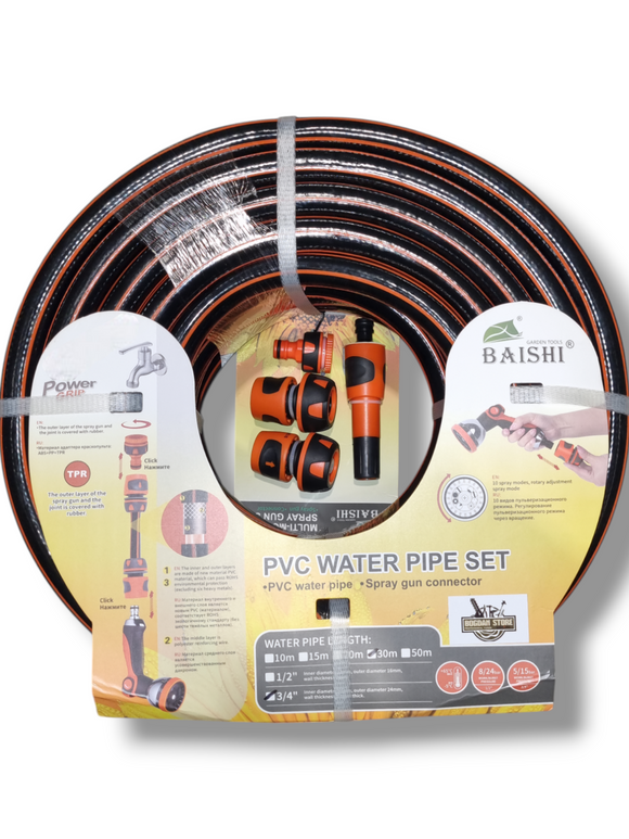 Set Furtun Apa PVC 1/2 (30m) cu Accesorii Stropit – Kit Complet Gradina