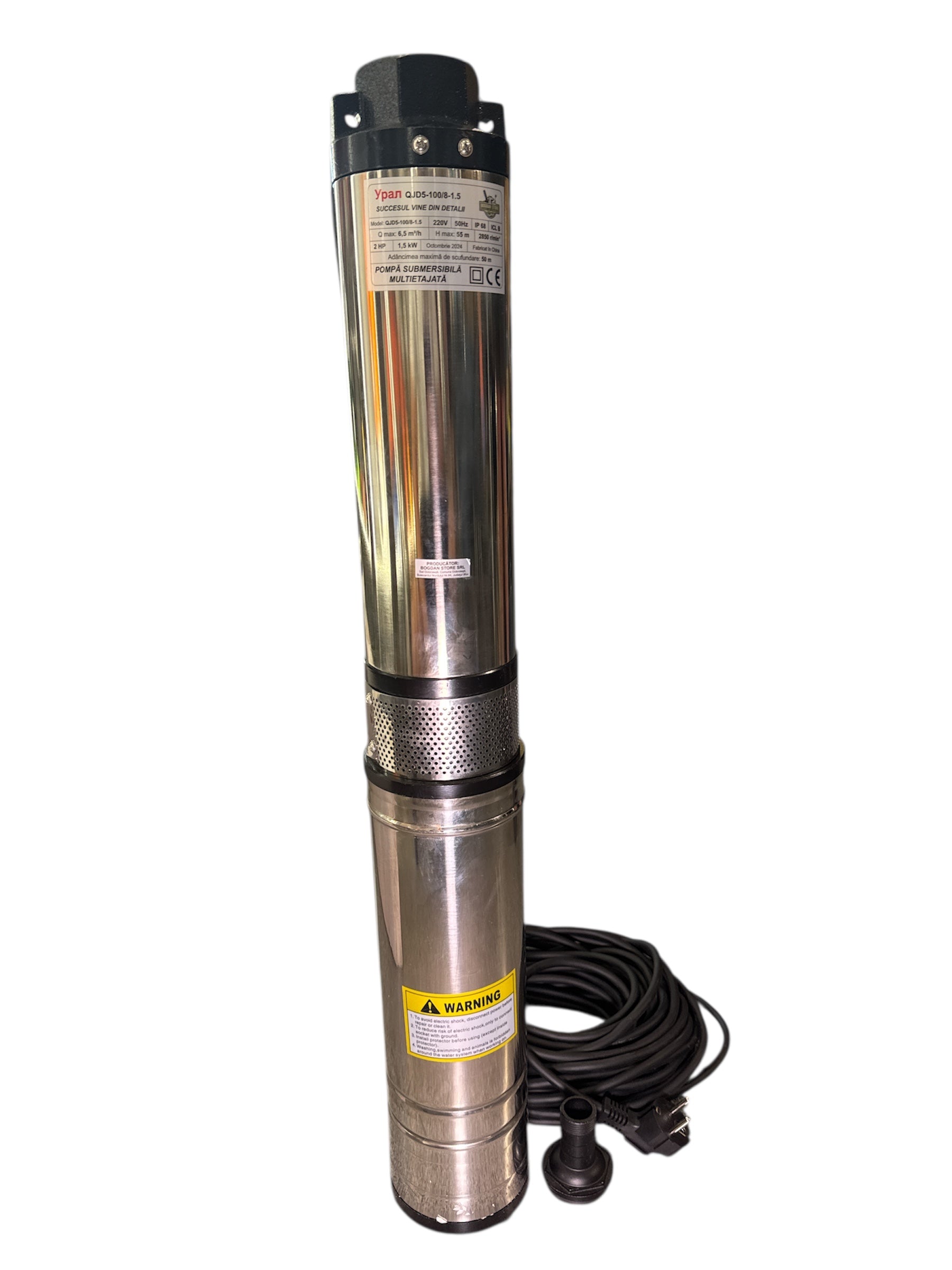 Pompa Submersibila BogdanStore, 1500W, 8 turbine, 6.5 mc/h, Bobinaj Cupru