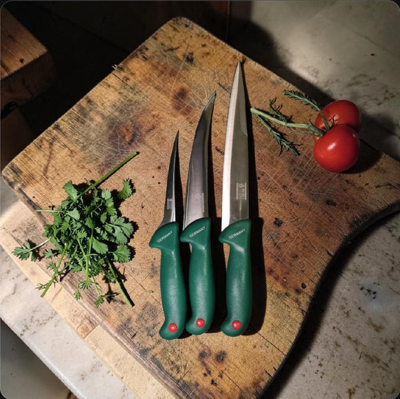 Set 3 Cuțite Măcelărie RINGEN K, din Inox, cu Mâner Verde