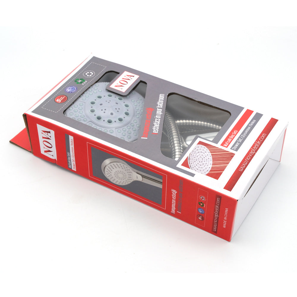 Set de dus de inalta presiune, Furtun 1.5 m, Suport montare perete, Multifunctional NOVA
