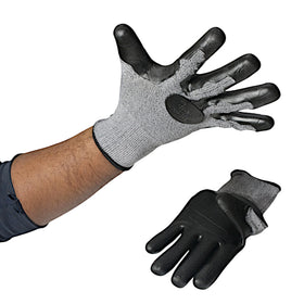 Manusi poliester gri-negru cauciucat