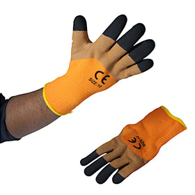 Manusi poliester portocaliu-maro-negru