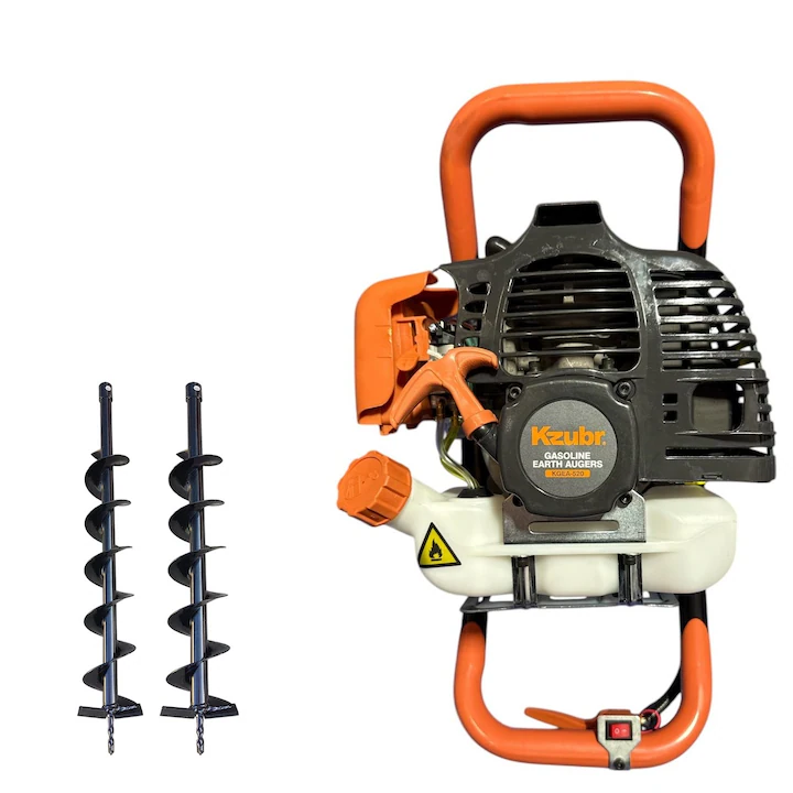 Foreză de pământ (motoburghiu) pe benzină KZUBR KGEA-520, motor 2T, 1400W, cu 2 burghie (100 și 200 mm)