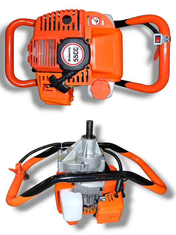 Motoburghiu (Foreza de Pamant) pe Benzină Mainstay, Motor 55 CC, Putere 3CP, Include 2 Burghie (100mm și 200mm)