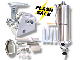 PACHET PROMO ECONOMIC: Masina de Tocat Carne (3000W) + Separator Rosii + Masina de umplut Carnati Verticala 3 Kg