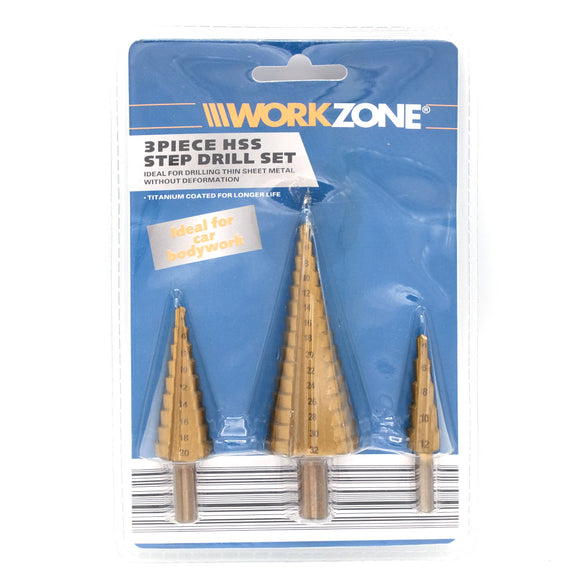 Set de 3 burghie in trepte HSS Titanium